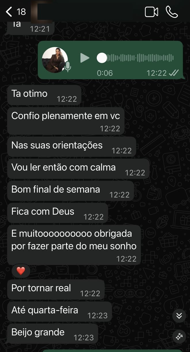 Conversa real de mentorada da Mentor Green Card